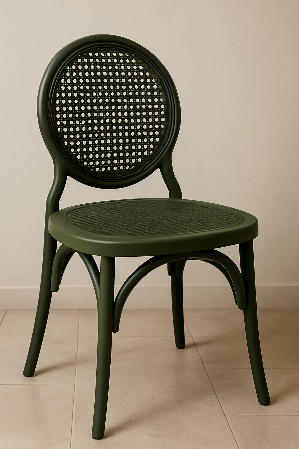 Cadeira Medalhão Assento Rattan Color