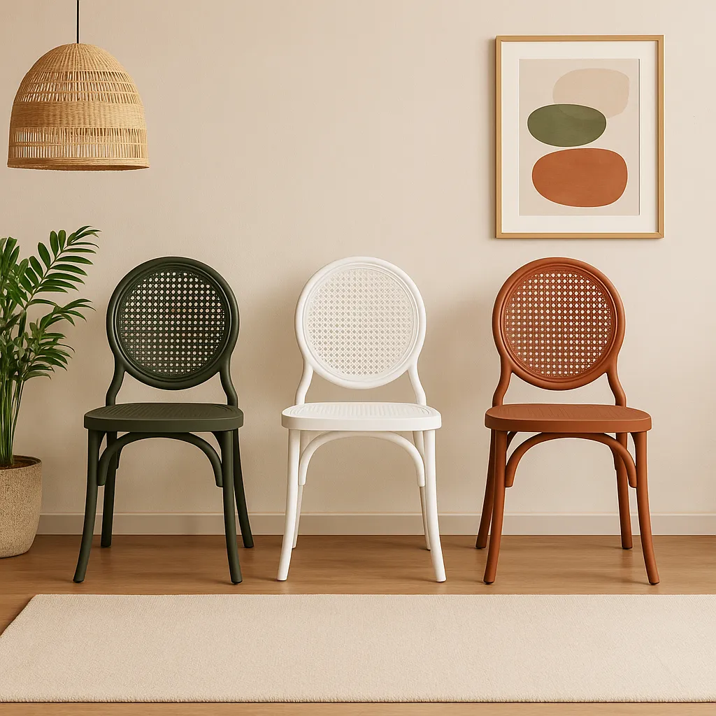 Cadeira Medalhão Assento Rattan Color