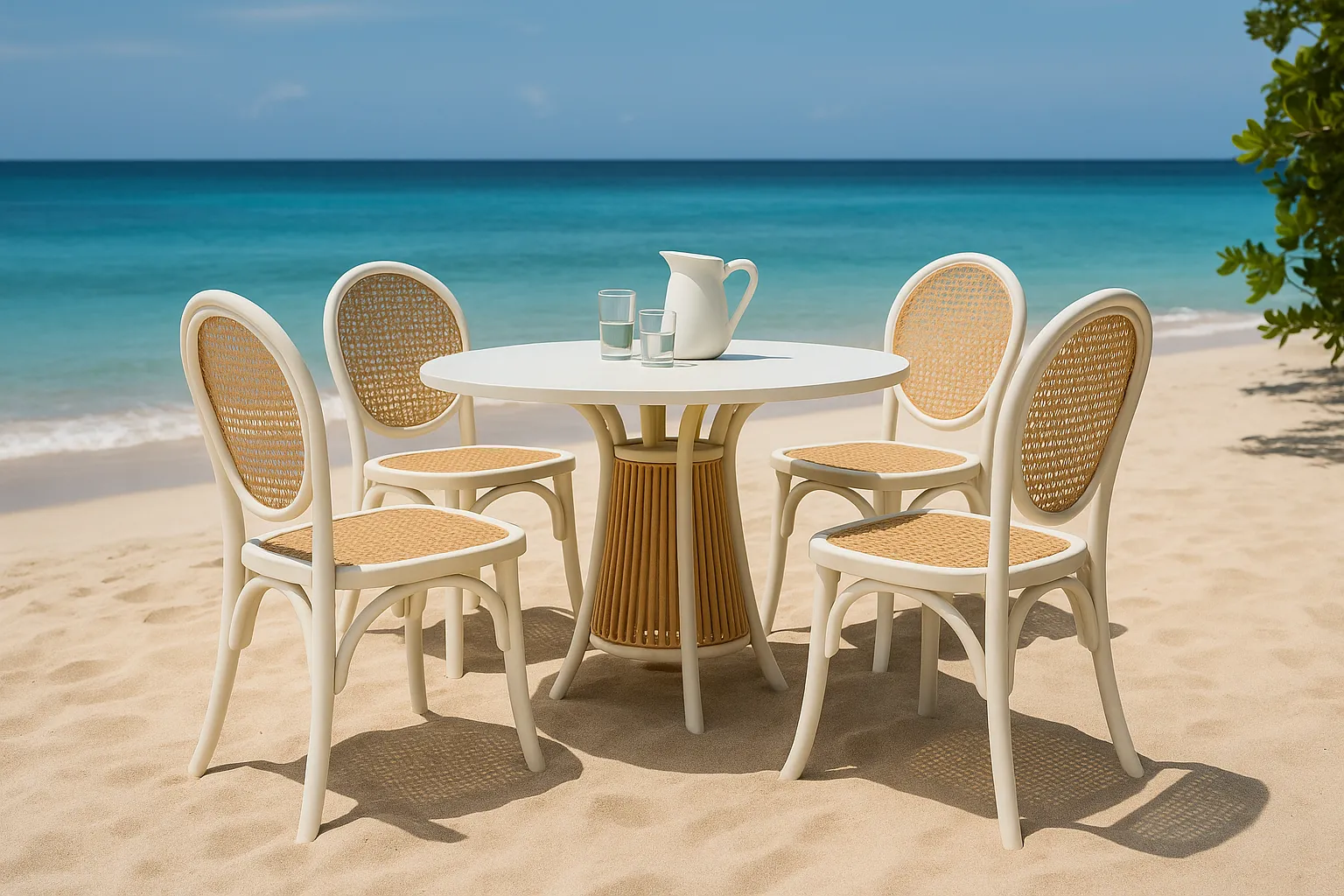 Cadeira Medalhão Assento Rattan