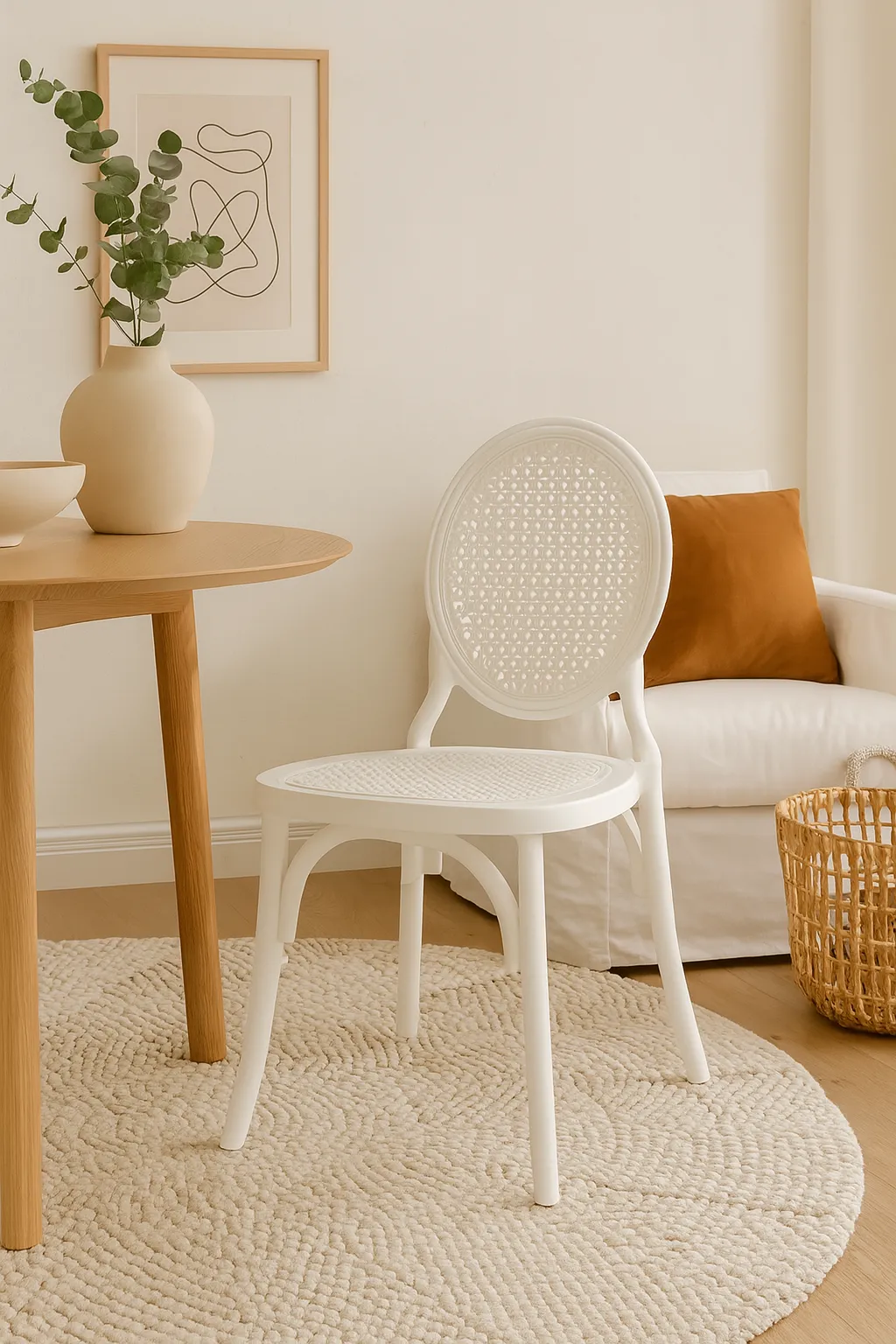 Cadeira Medalhão Assento Rattan Color