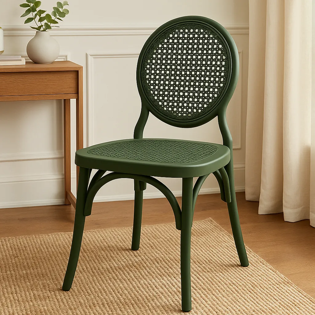 Cadeira Medalhão Assento Rattan Color