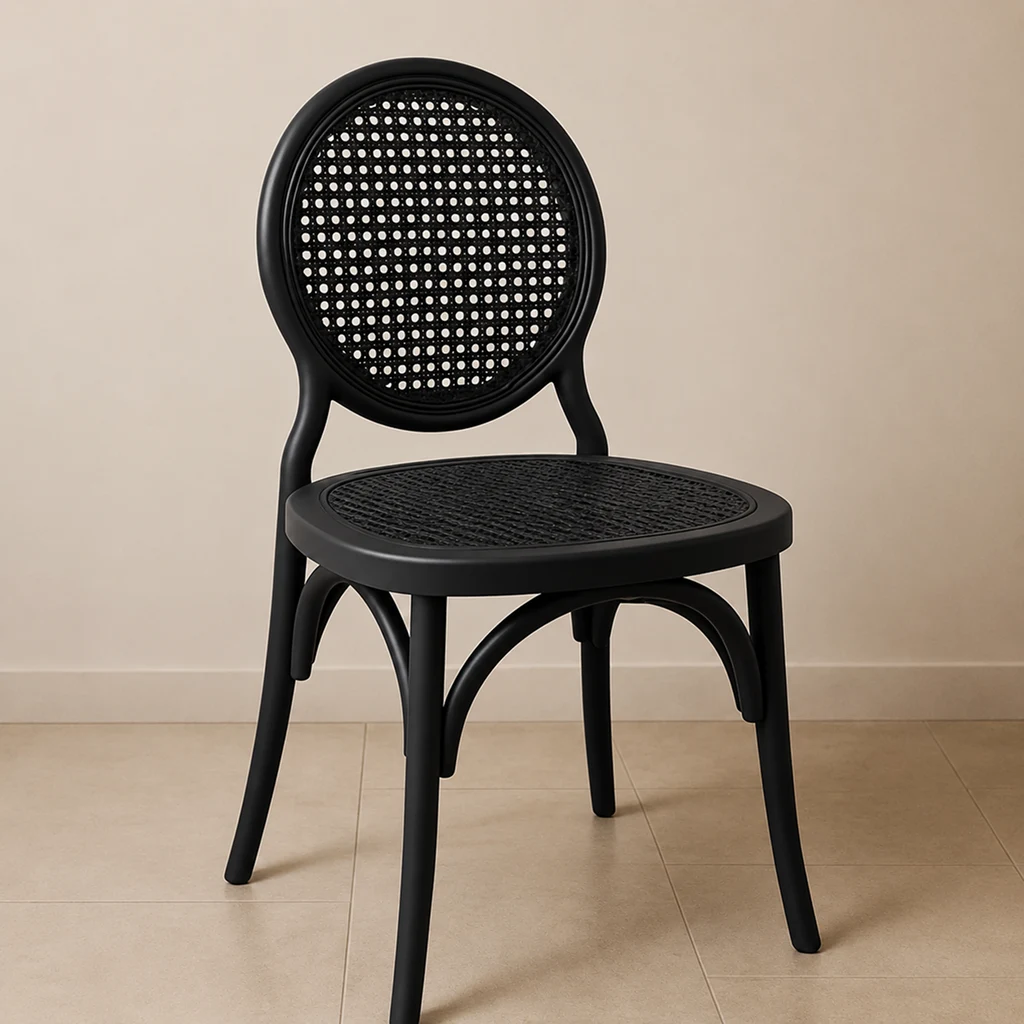 Cadeira Medalhão Assento Rattan