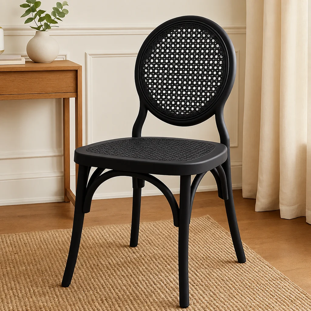 Cadeira Medalhão Assento Rattan