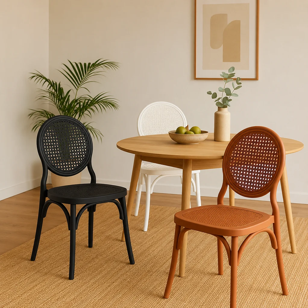 Cadeira Medalhão Assento Rattan
